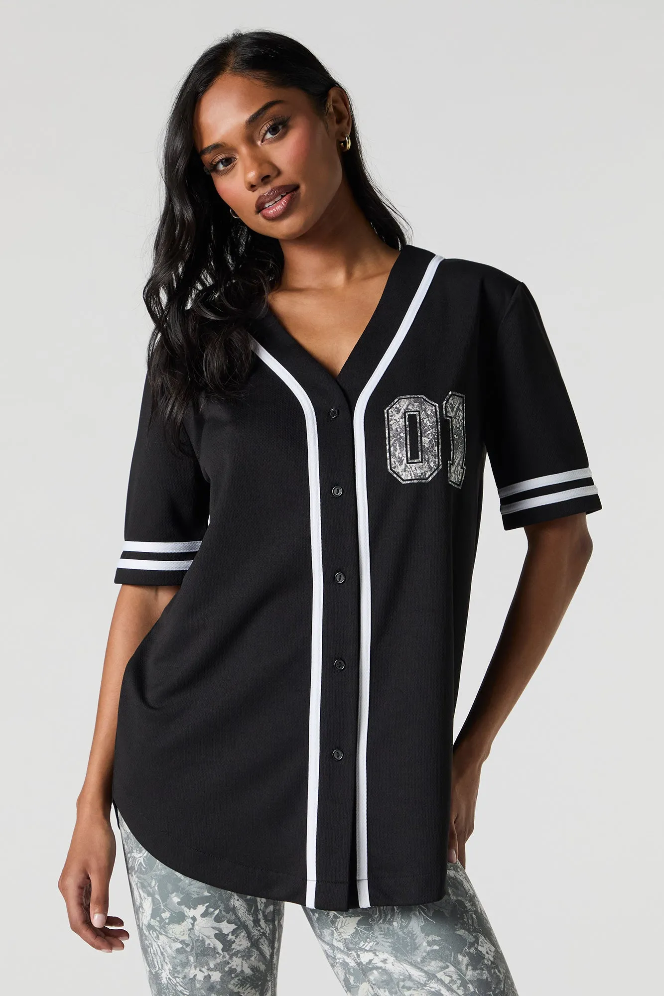 City Graphic Mesh Baseball Jersey sold by Charlotte Russe product image thumbnail 5