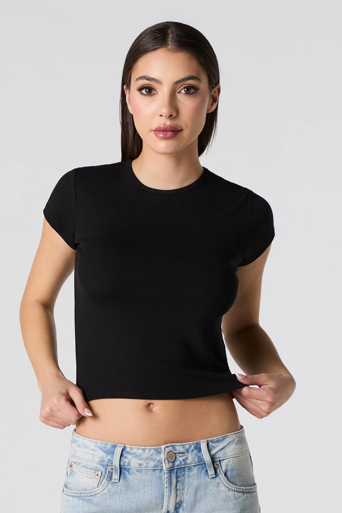 Cropped Ribbed T-Shirt sold by Charlotte Russe product image thumbnail 4