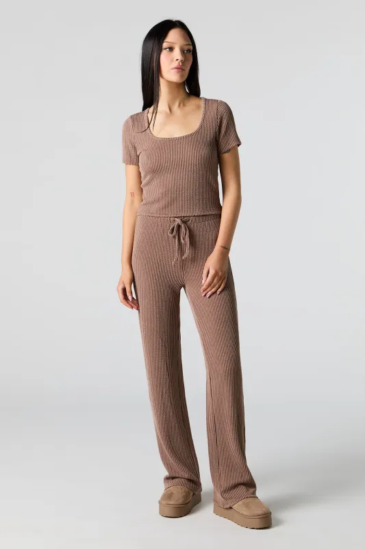 Textured Ribbed Wide Leg Pant sold by Charlotte Russe