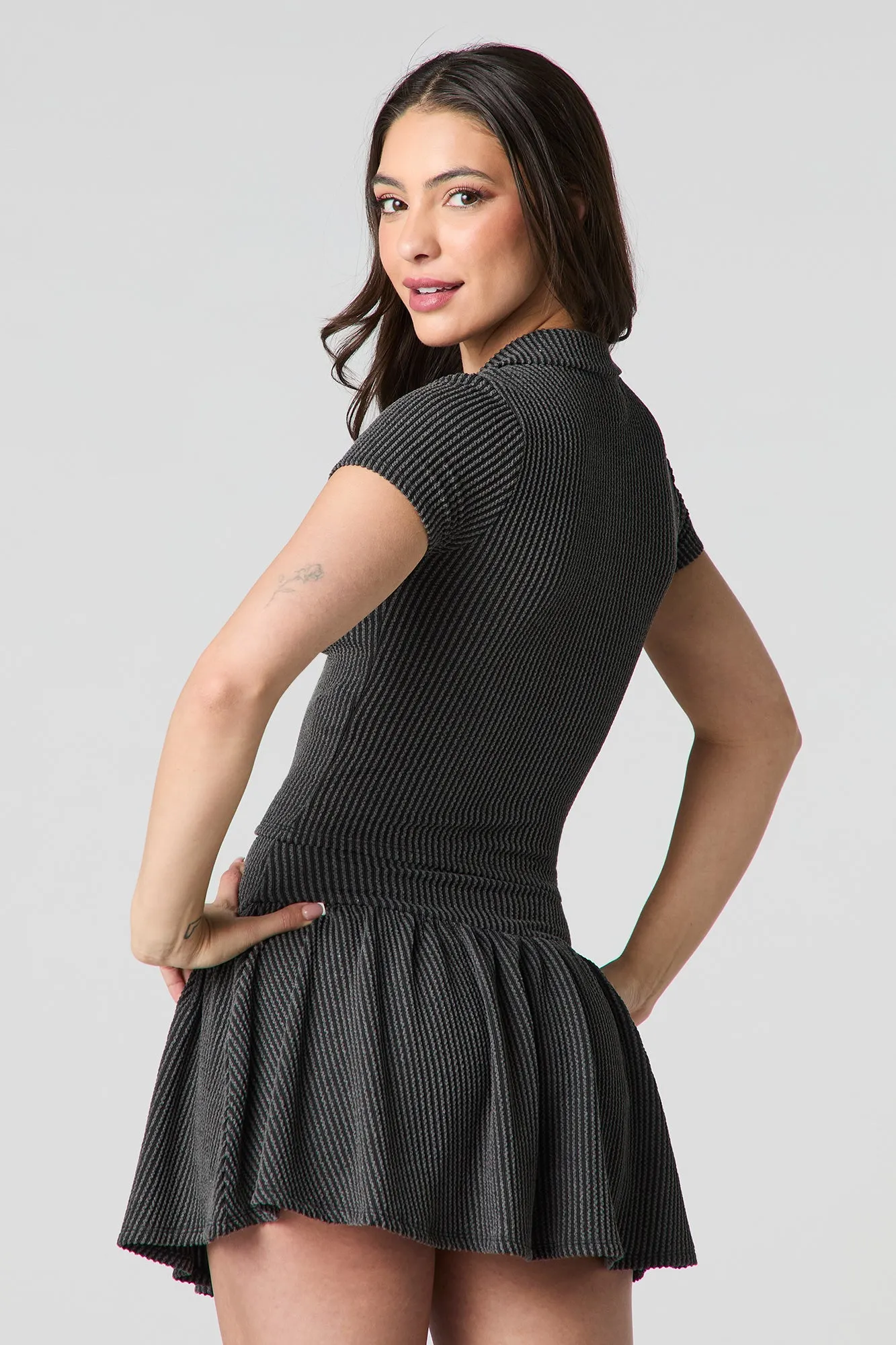 Ribbed Knit Collared Crop Top sold by Charlotte Russe product image thumbnail 5