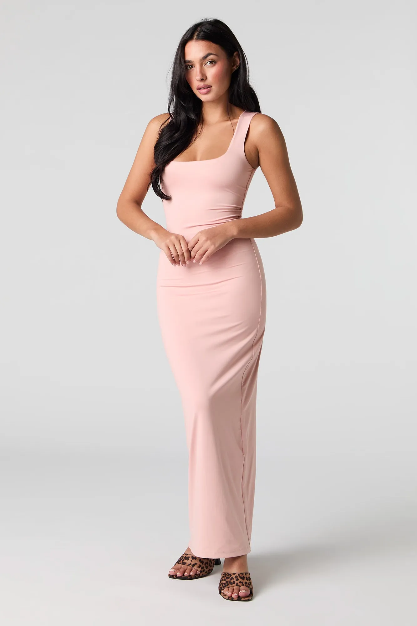 Contour Square Neck Slit Back Maxi Dress sold by Charlotte Russe