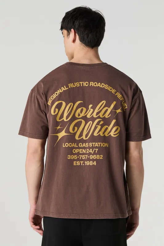 Gas Station Graphic Washed Relaxed T-Shirt sold by Charlotte Russe