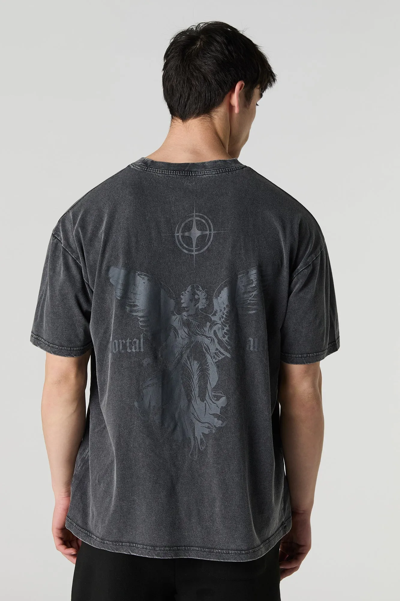 Mortal Saints Graphic Washed Relaxed T-Shirt sold by Charlotte Russe