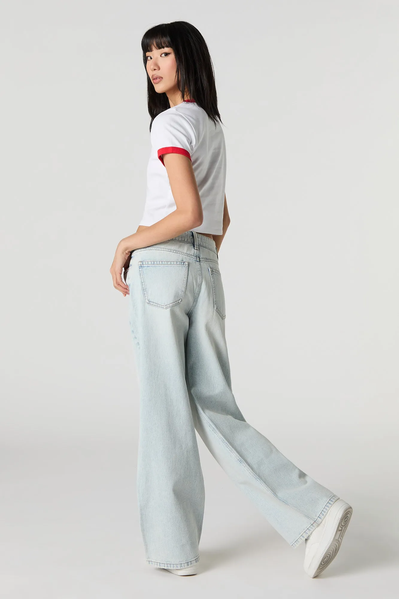 Light Wash Low Rise Wide Leg Jean sold by Charlotte Russe product image thumbnail 3