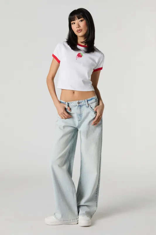 Light Wash Low Rise Wide Leg Jean sold by Charlotte Russe