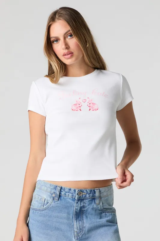 Graphic Ribbed T-Shirt sold by Charlotte Russe