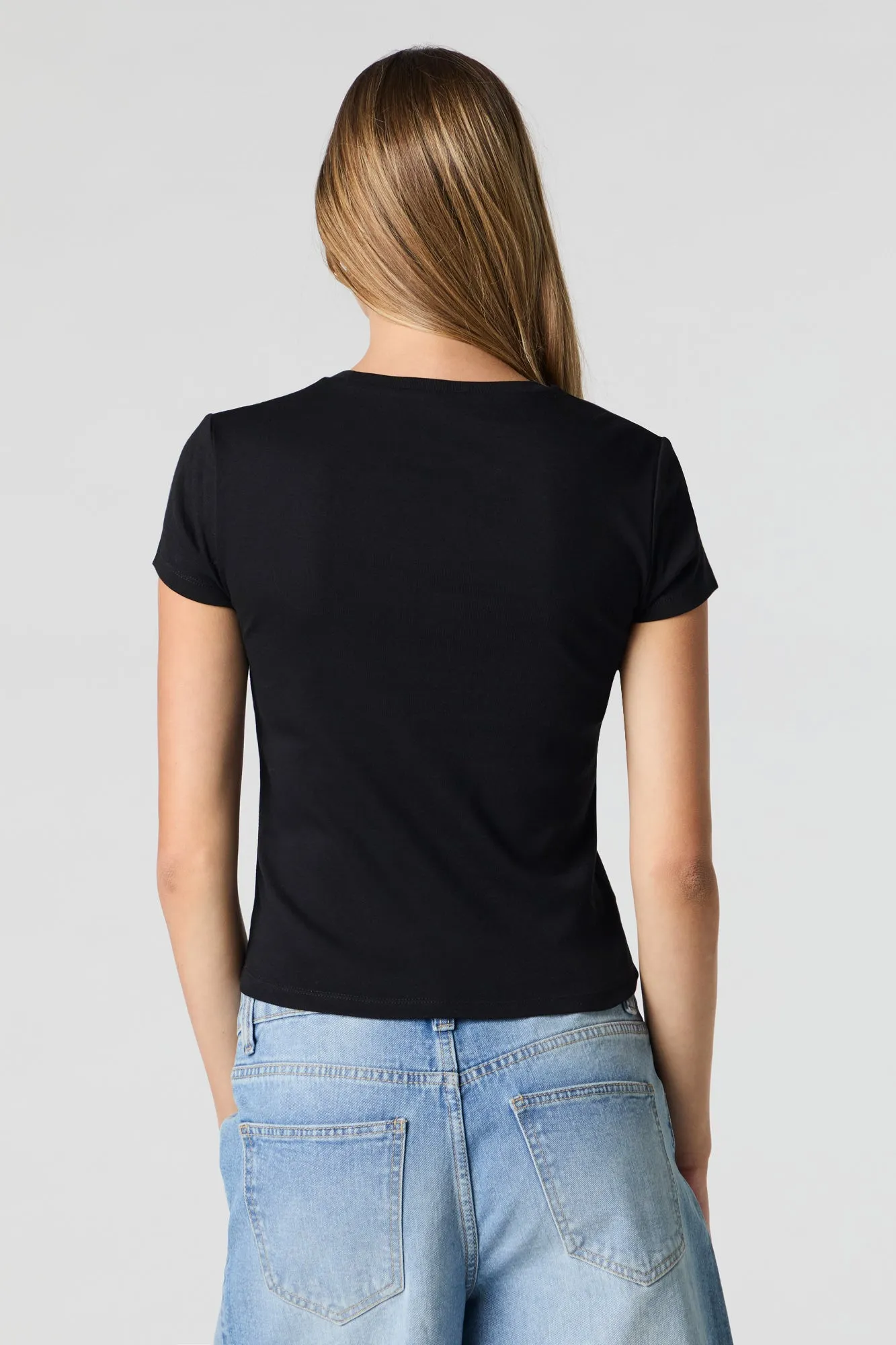 Embroidered Ribbed T-Shirt sold by Charlotte Russe product image thumbnail 2