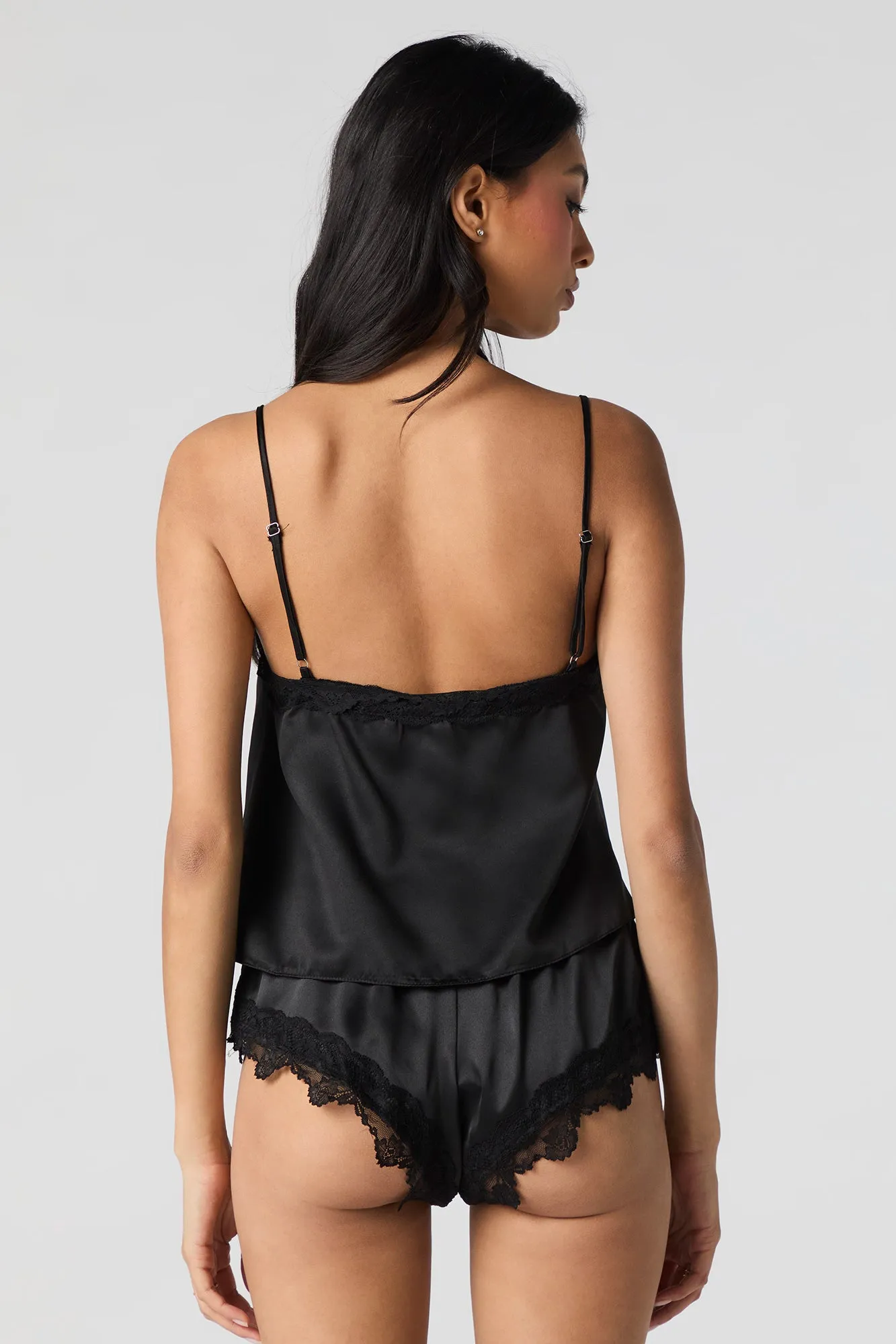 Satin Lace Trim Tank & Short 2 Piece Pajama Set sold by Charlotte Russe product image thumbnail 5