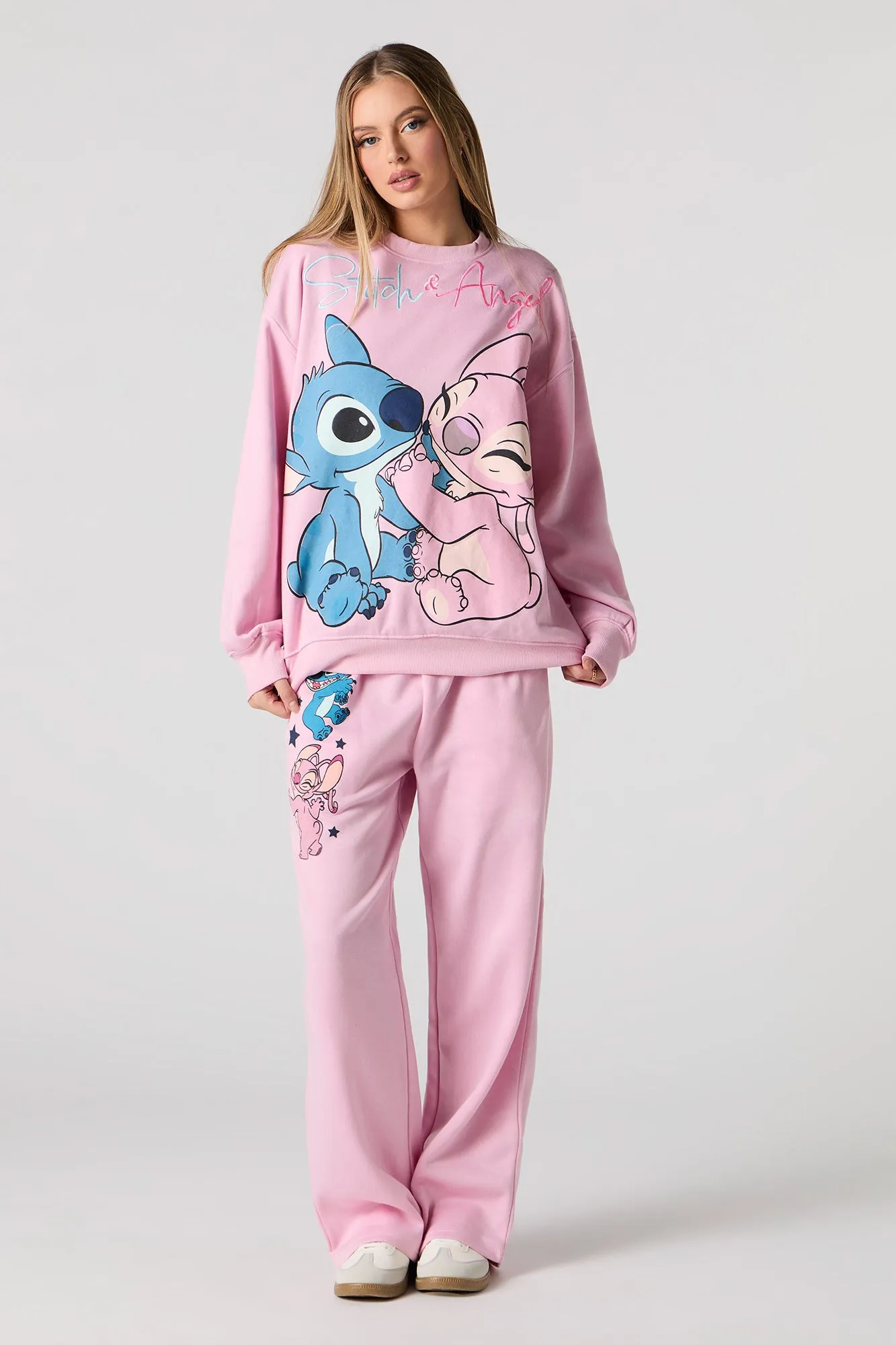 Stitch & Angel Embroidered Fleece Sweatshirt sold by Charlotte Russe product image thumbnail 3