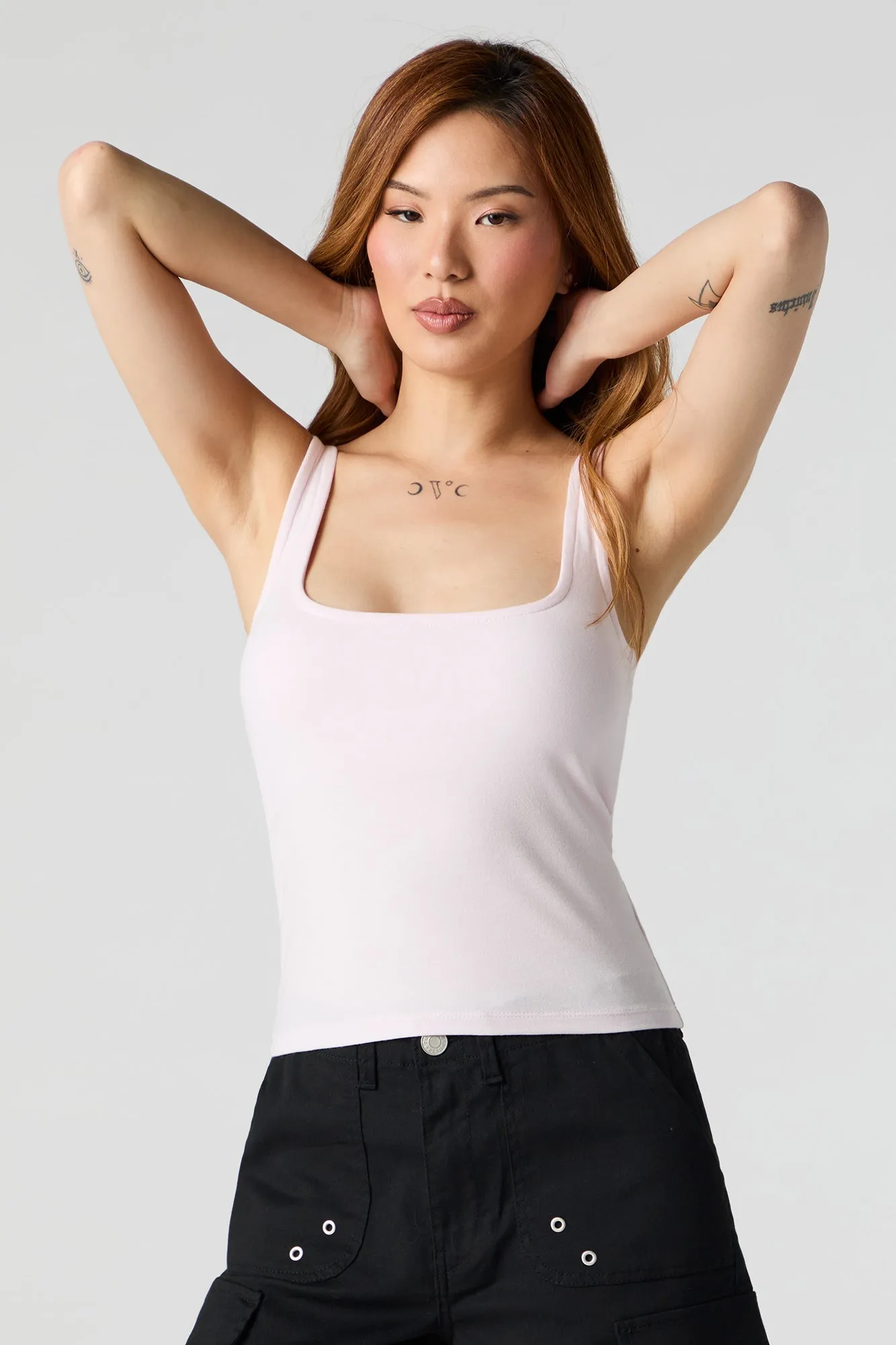 Square Neck Tank with Built-In Bra Cups sold by Charlotte Russe