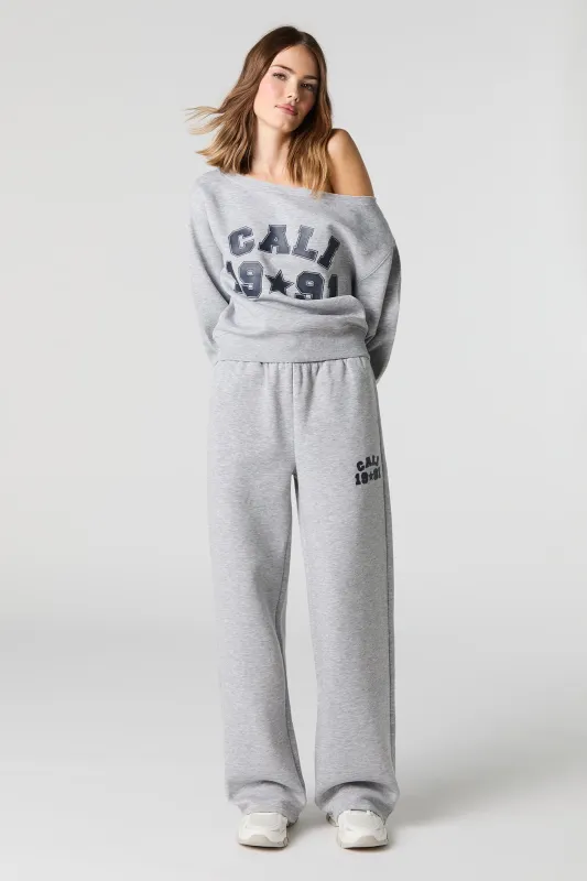 HD Print Wide Leg Fleece Sweatpant sold by Charlotte Russe