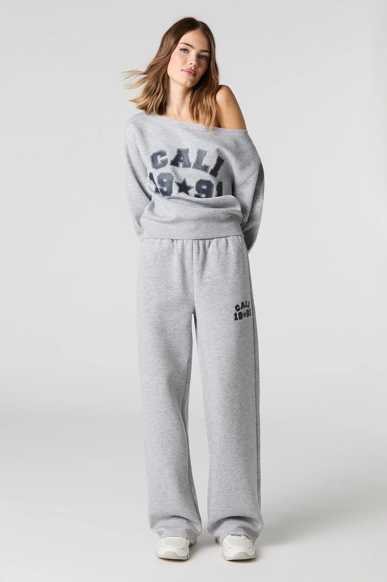 HD Print Wide Leg Fleece Sweatpant sold by Charlotte Russe