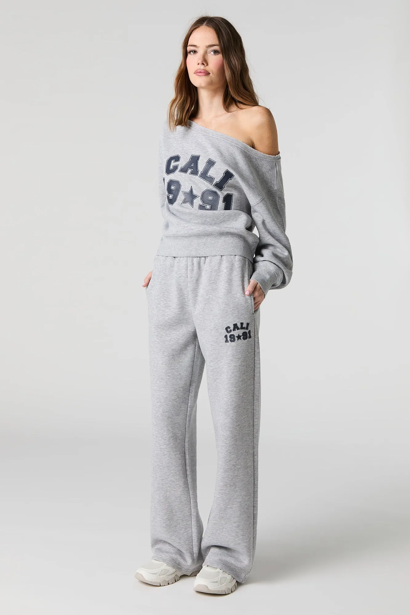 HD Print Off Shoulder Fleece Sweatshirt sold by Charlotte Russe product image thumbnail 3