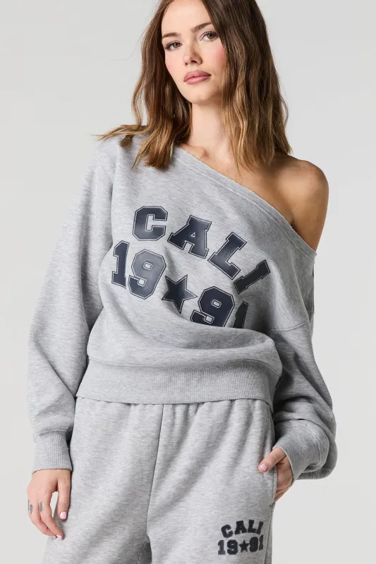 HD Print Off Shoulder Fleece Sweatshirt sold by Charlotte Russe