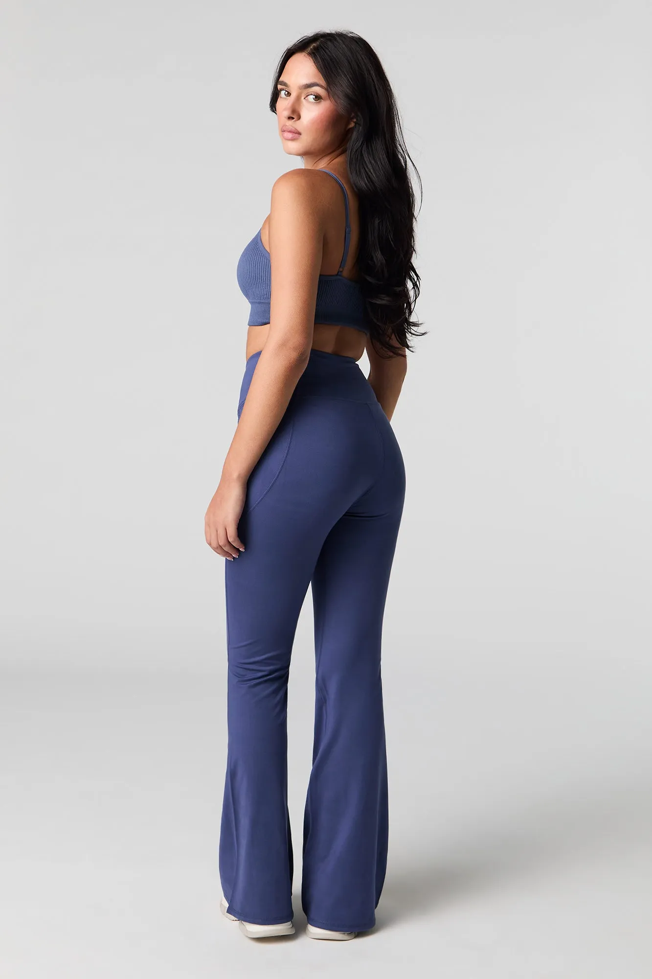 Active Surplice Waist Side Pocket Flare Pant sold by Charlotte Russe product image thumbnail 3