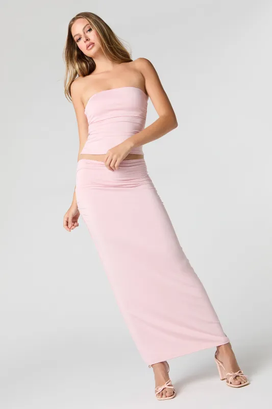 Contour Ruched Maxi Skirt sold by Charlotte Russe