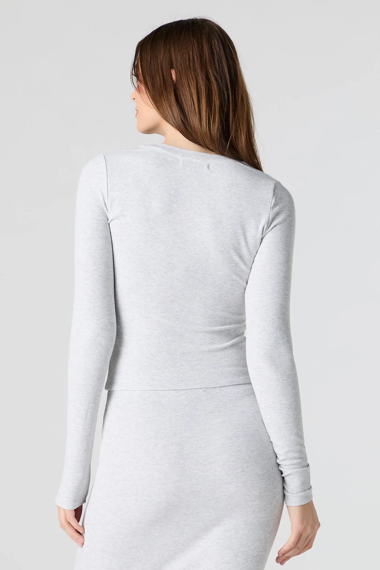 Ribbed Button-Up Long Sleeve Top sold by Charlotte Russe product image thumbnail 2