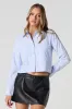 Cropped Long Sleeve Button-Up Top sold by Charlotte Russe