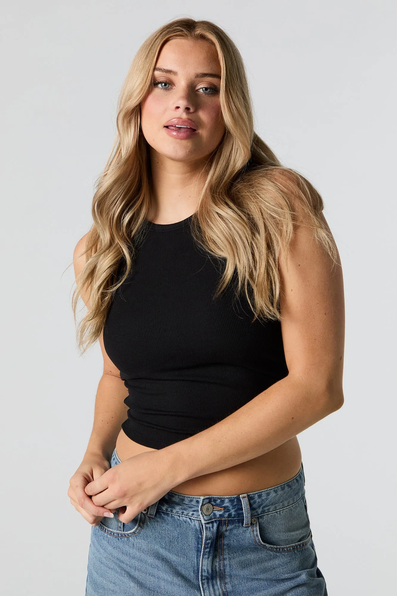 Ribbed High Neck Tank sold by Charlotte Russe product image thumbnail 4