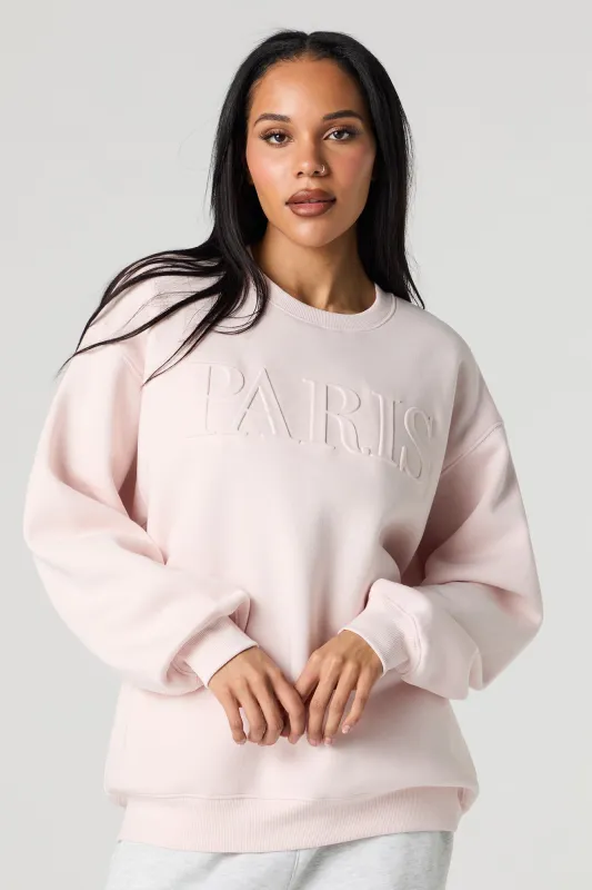Paris Embossed Fleece Sweatshirt sold by Charlotte Russe