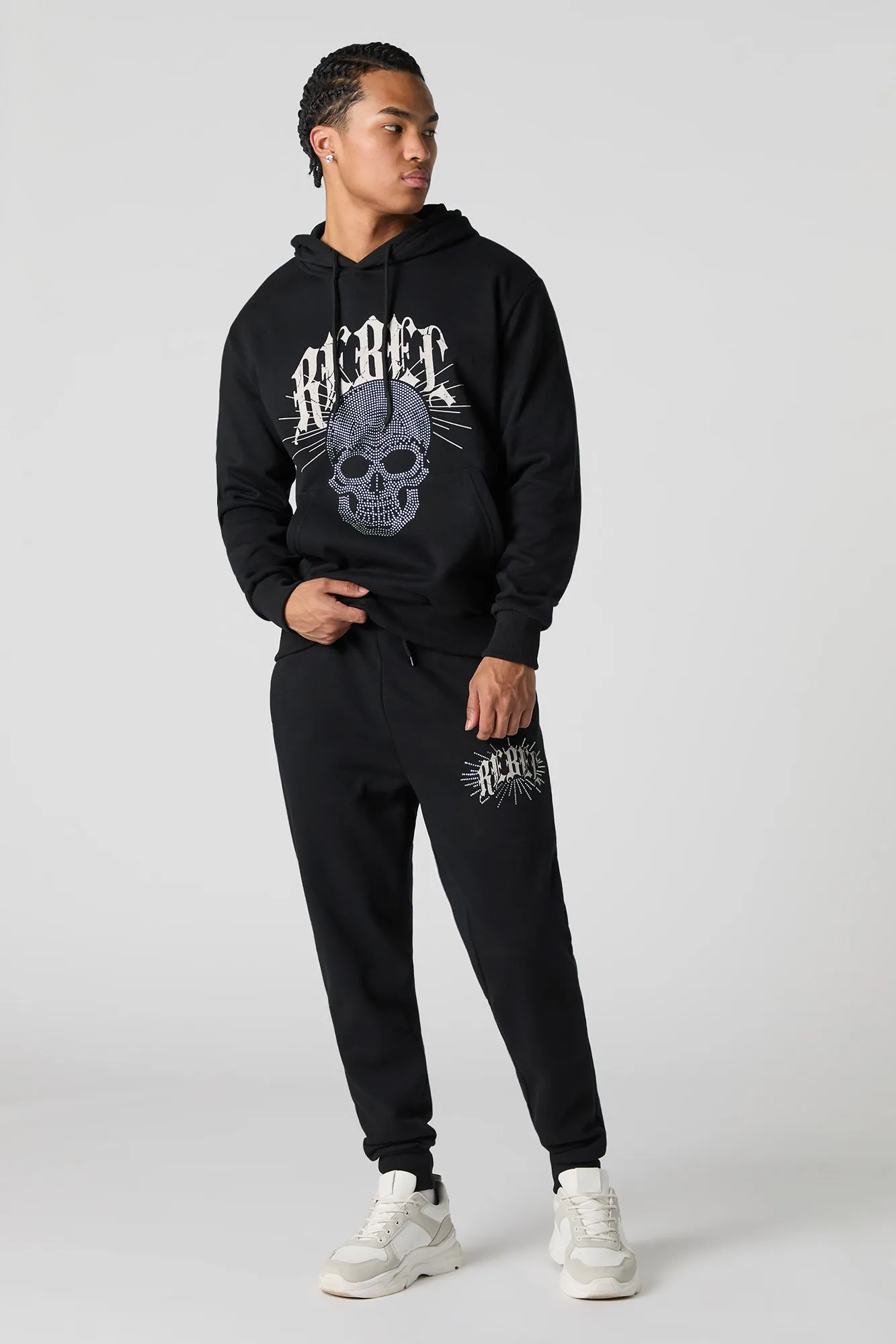 Graphic Rhinestone Fleece Jogger sold by Charlotte Russe product image thumbnail 2