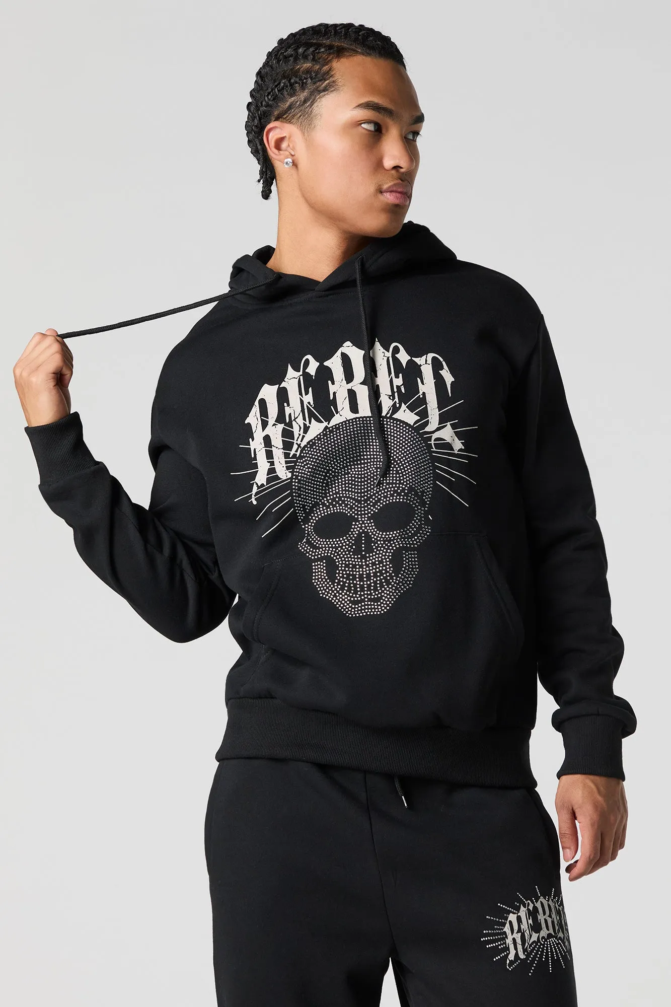 Graphic Rhinestone Fleece Hoodie sold by Charlotte Russe product image thumbnail 4