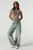 Ribbed Curved Hem T-Shirt sold by Charlotte Russe