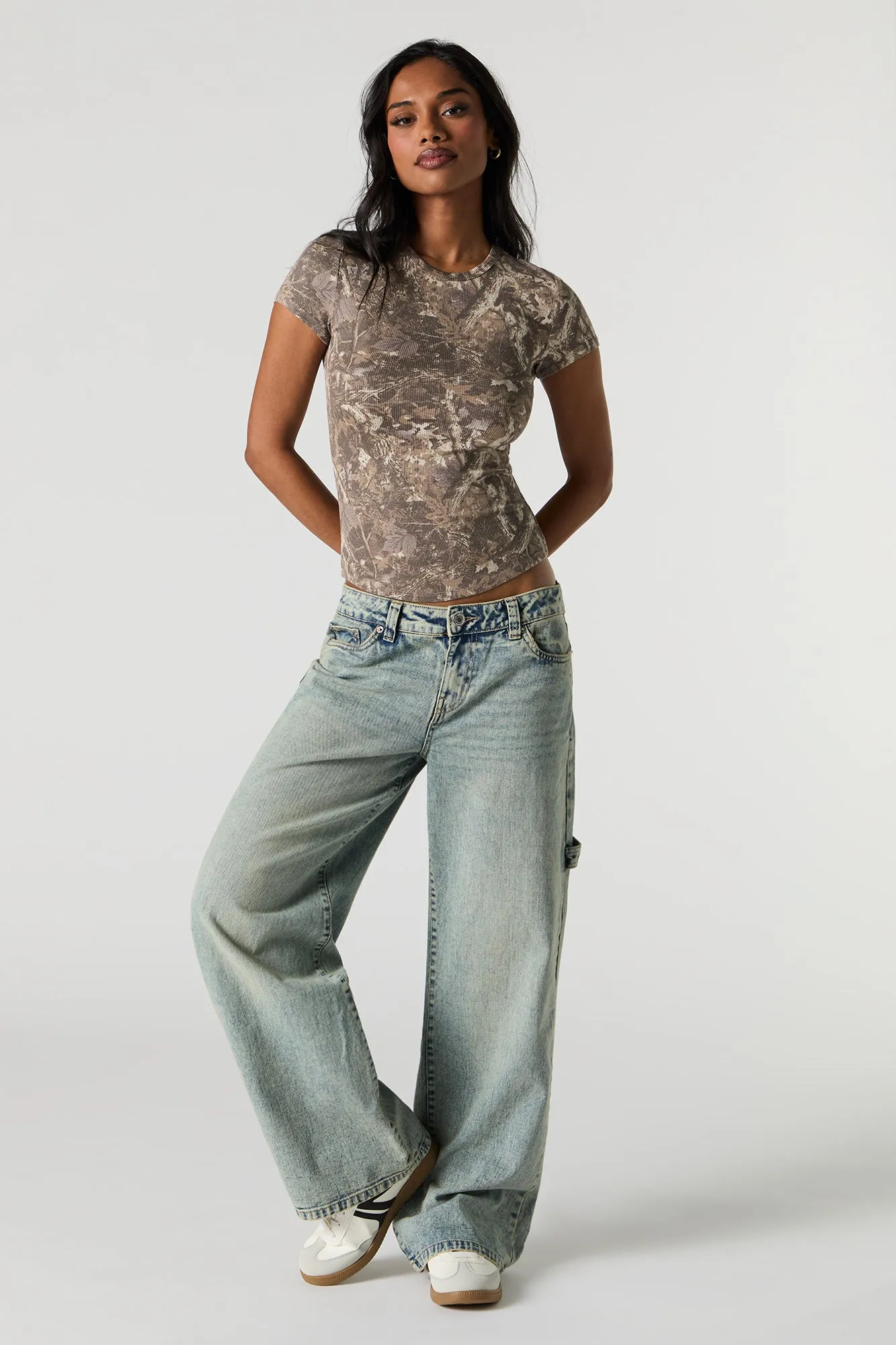 Ribbed Curved Hem T-Shirt sold by Charlotte Russe product image thumbnail 3