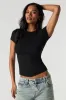Ribbed Curved Hem T-Shirt sold by Charlotte Russe