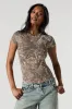 Ribbed Curved Hem T-Shirt sold by Charlotte Russe