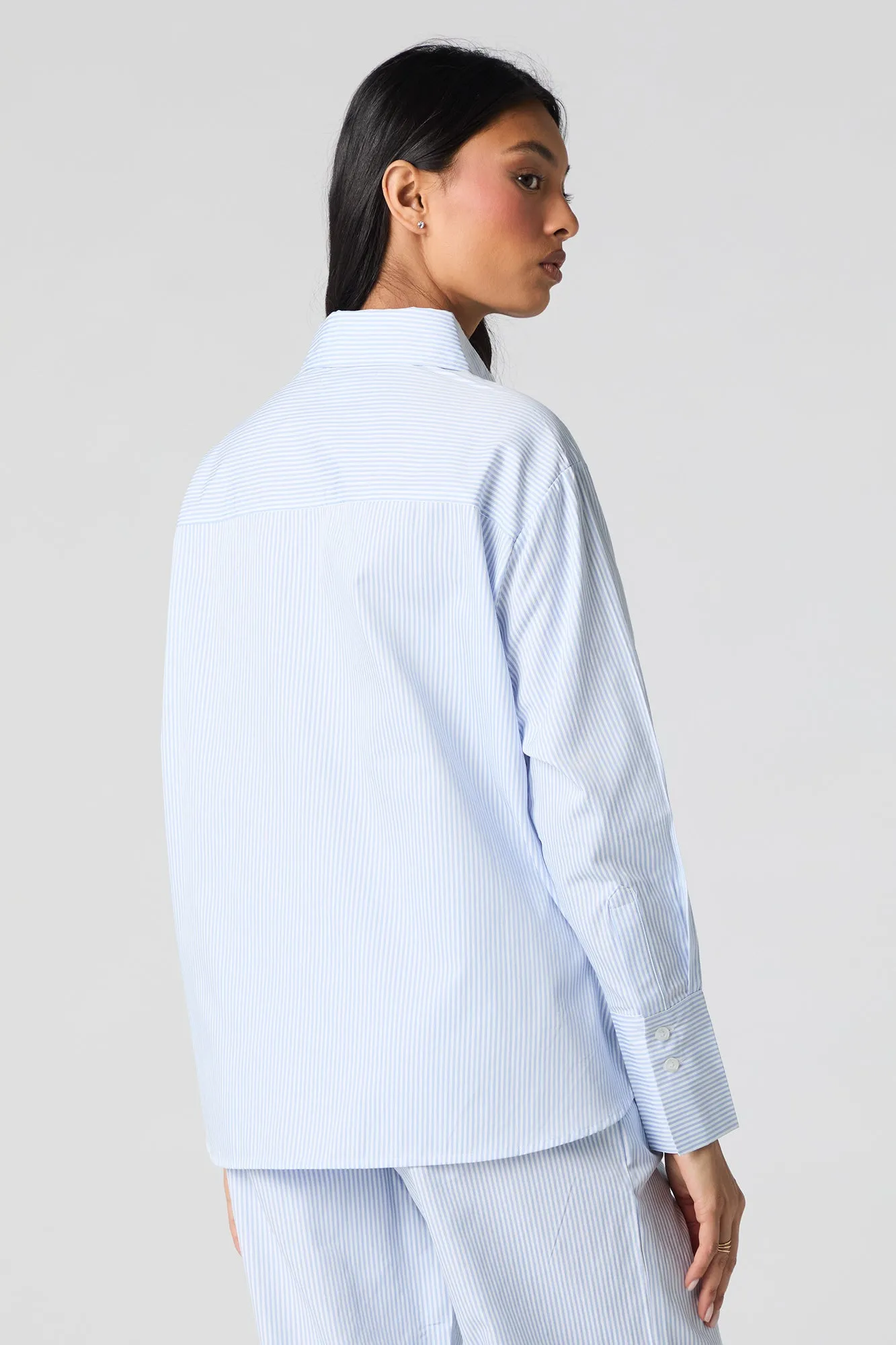 Striped Button-Up Long Sleeve Pajama Top sold by Charlotte Russe product image thumbnail 5