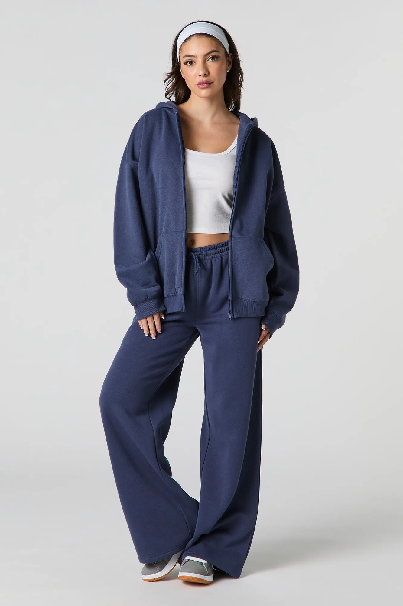Oversized Fleece Zip-Up Hoodie sold by Charlotte Russe product image thumbnail 3