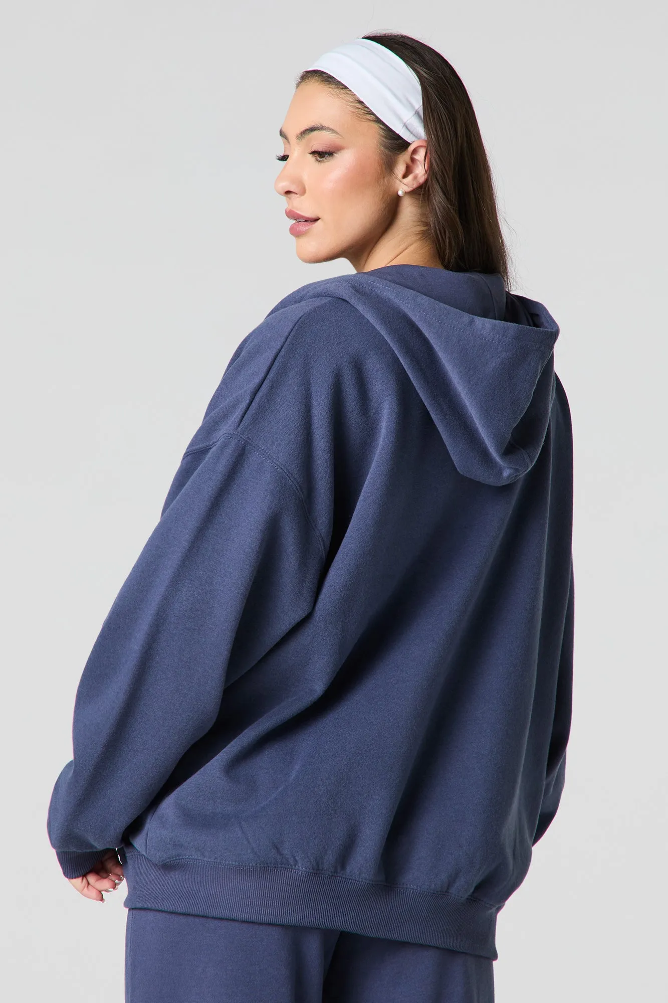 Oversized Fleece Zip-Up Hoodie sold by Charlotte Russe product image thumbnail 2