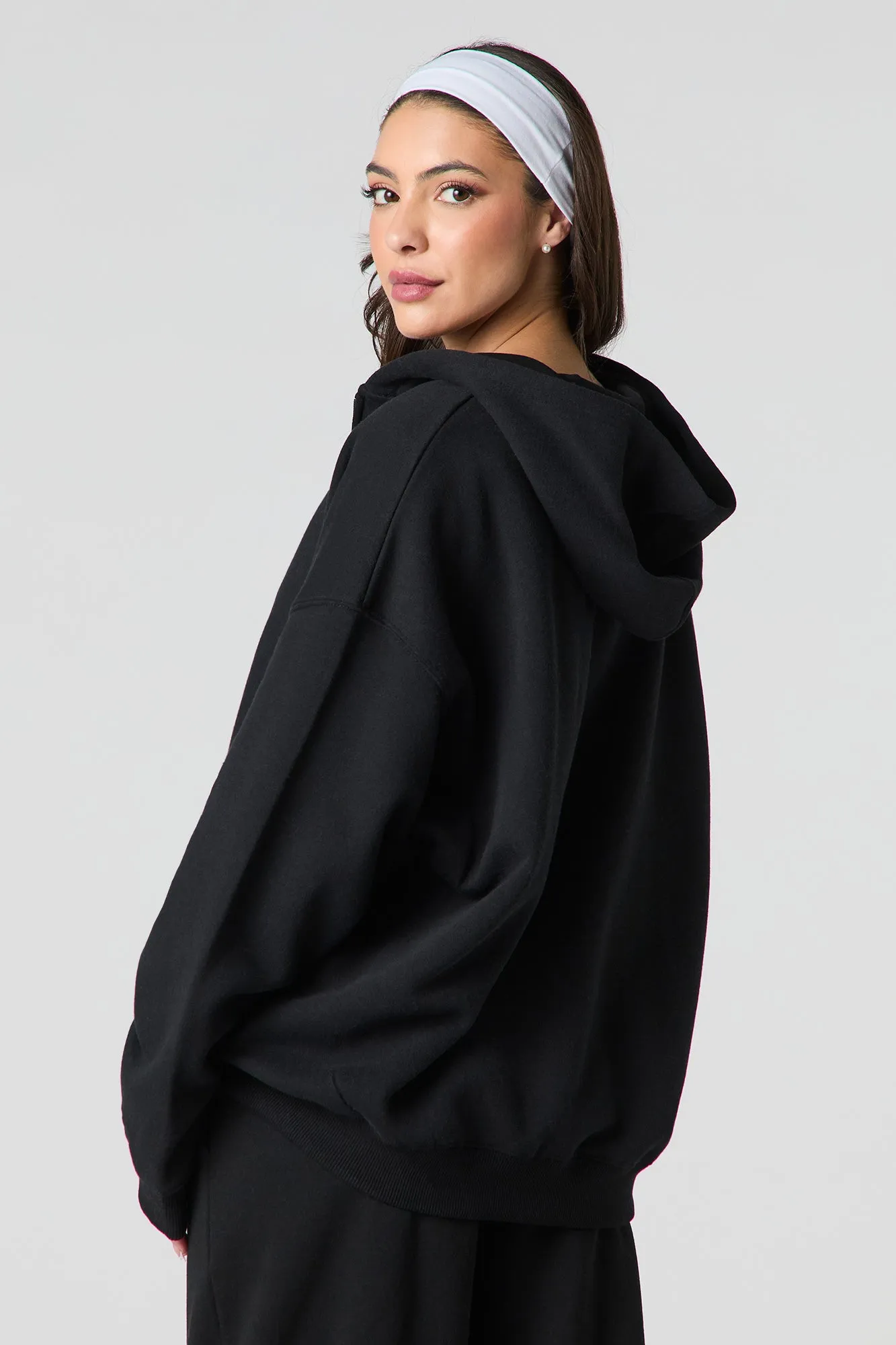 Oversized Fleece Zip-Up Hoodie sold by Charlotte Russe product image thumbnail 5