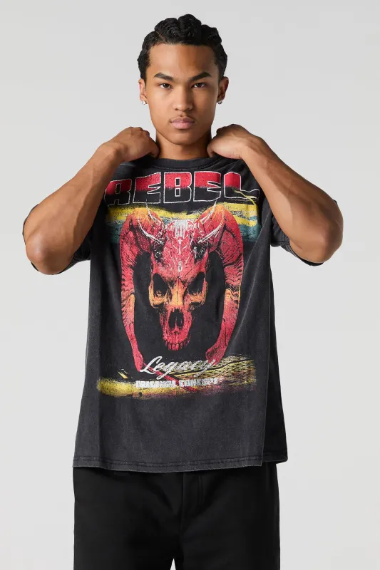 Rebel Graphic Washed T-Shirt sold by Charlotte Russe
