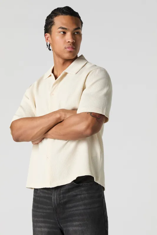 Pleated Boxy Button-Up Top sold by Charlotte Russe