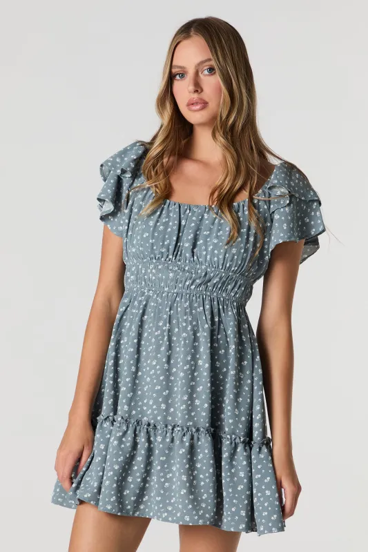 Ruffle Sleeve Scoop Neck Mini Dress sold by Charlotte Russe