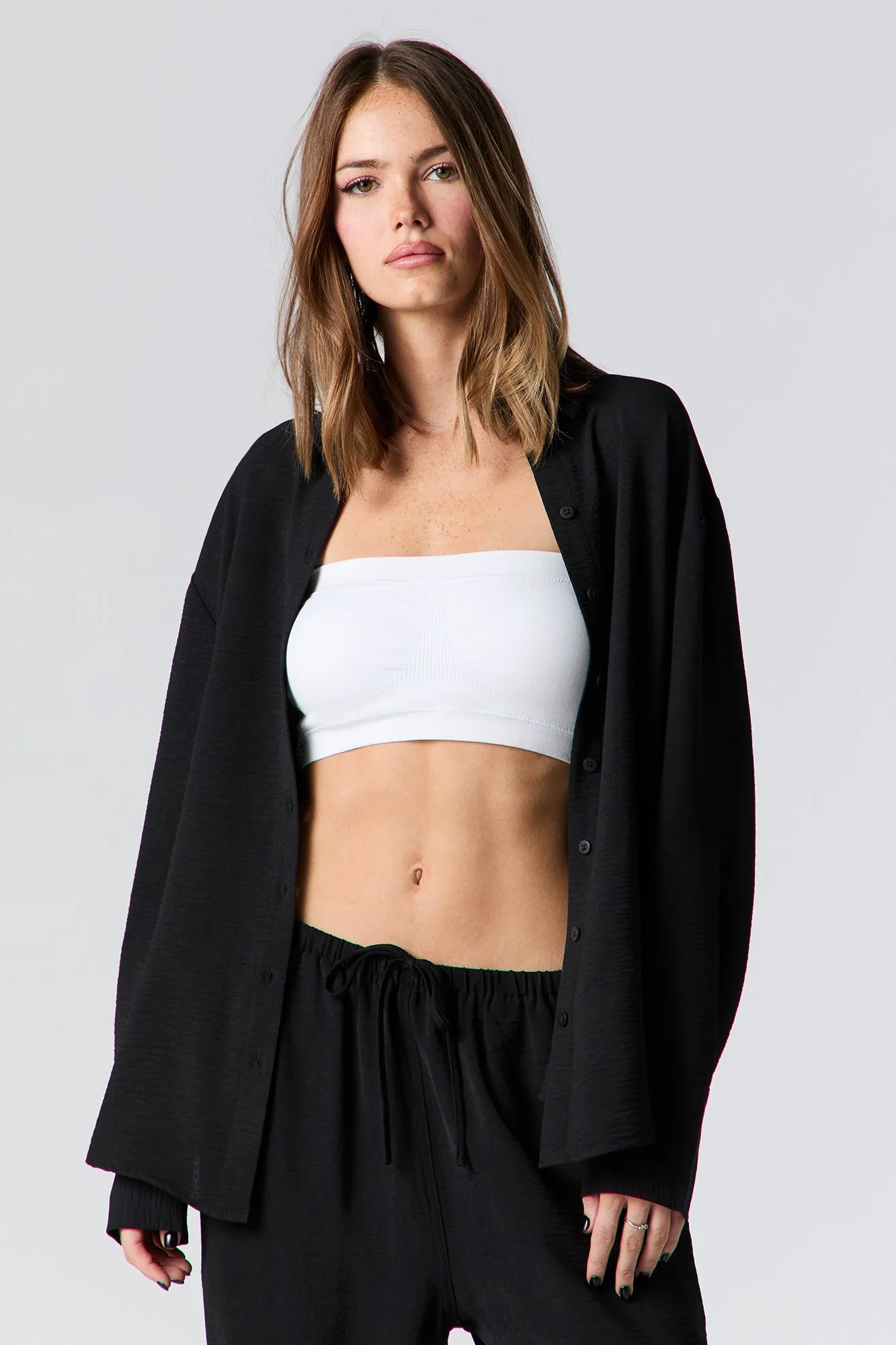 Flowy Long Sleeve Button-Up Top sold by Charlotte Russe product image thumbnail 4