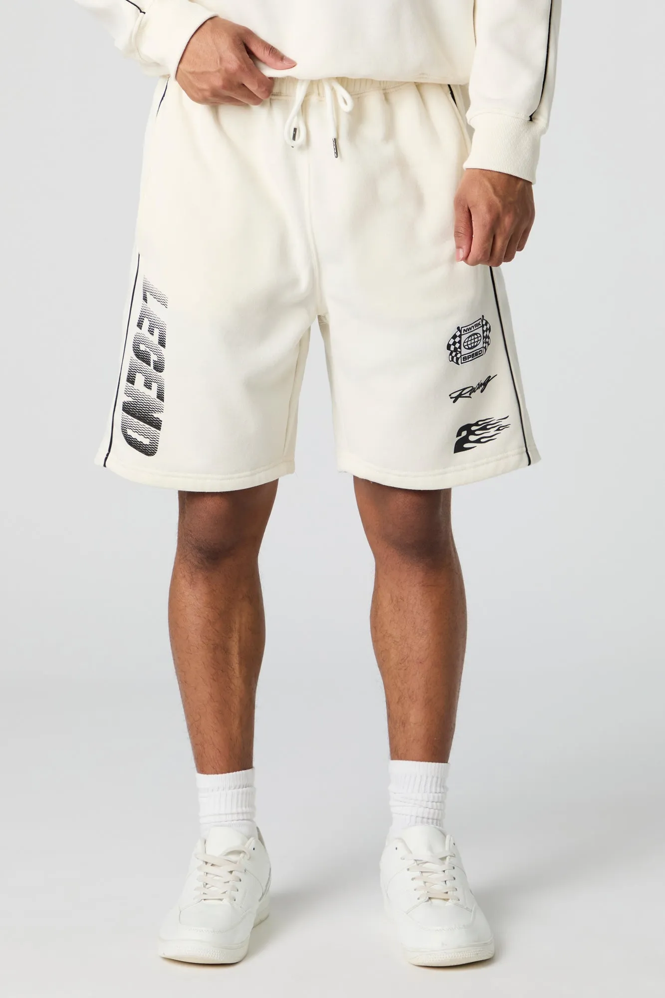 Racing Graphic Fleece Short sold by Charlotte Russe