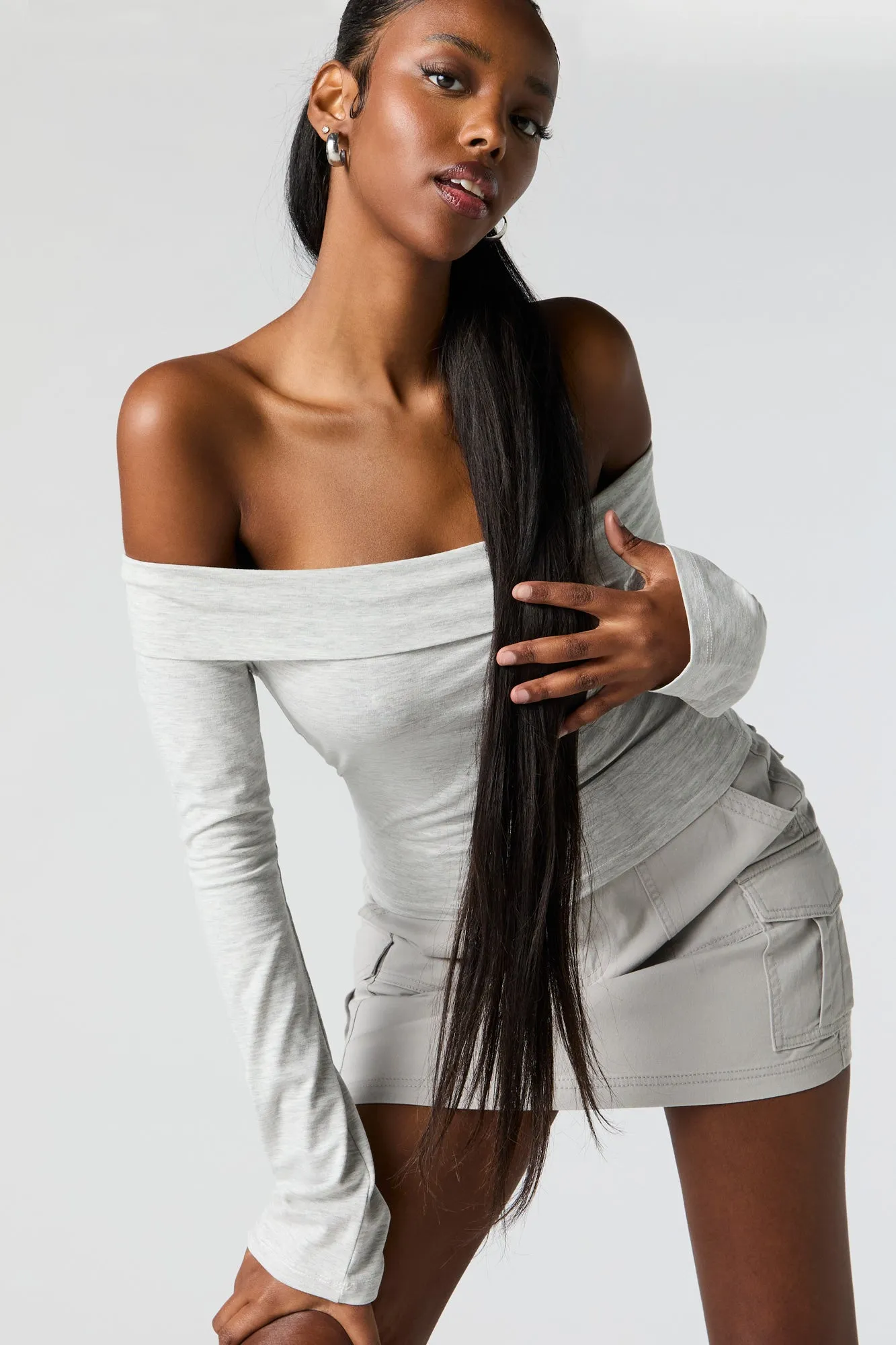 Off Shoulder Long Sleeve Top sold by Charlotte Russe