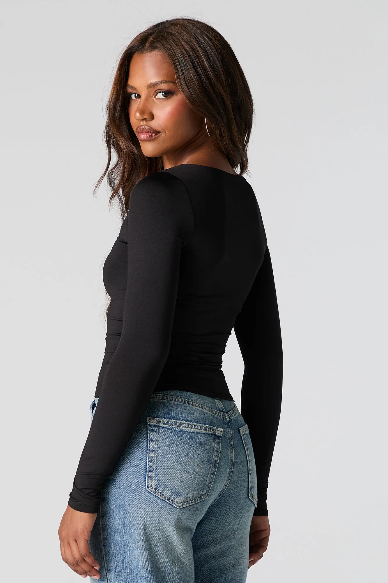 Contour Scoop Neck Long Sleeve Top sold by Charlotte Russe product image thumbnail 5