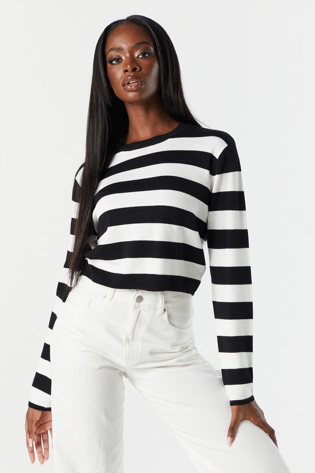 Wide Striped Skimmer Sweater sold by Charlotte Russe