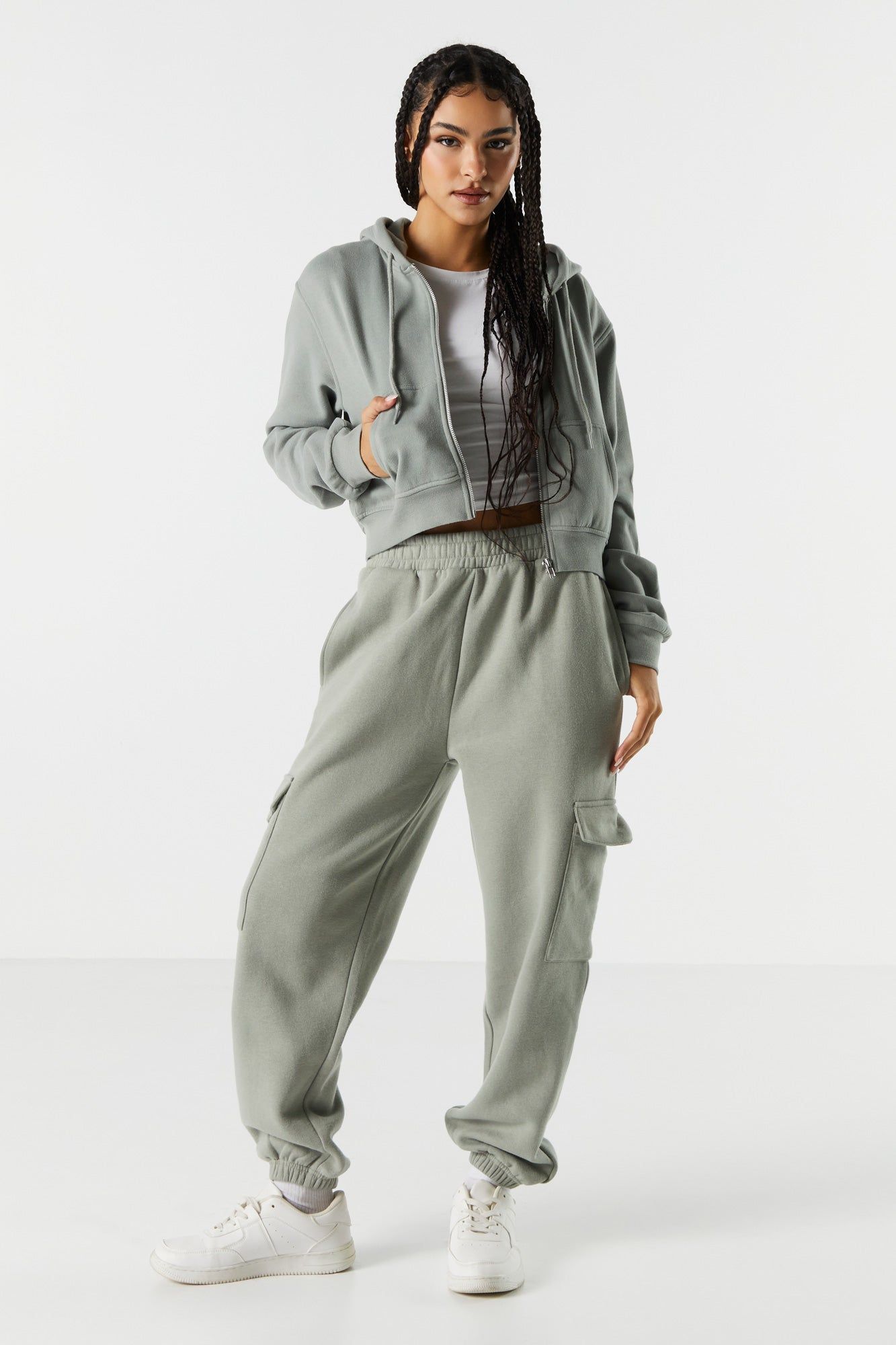 Cargo Pocket Fleece Jogger sold by Charlotte Russe