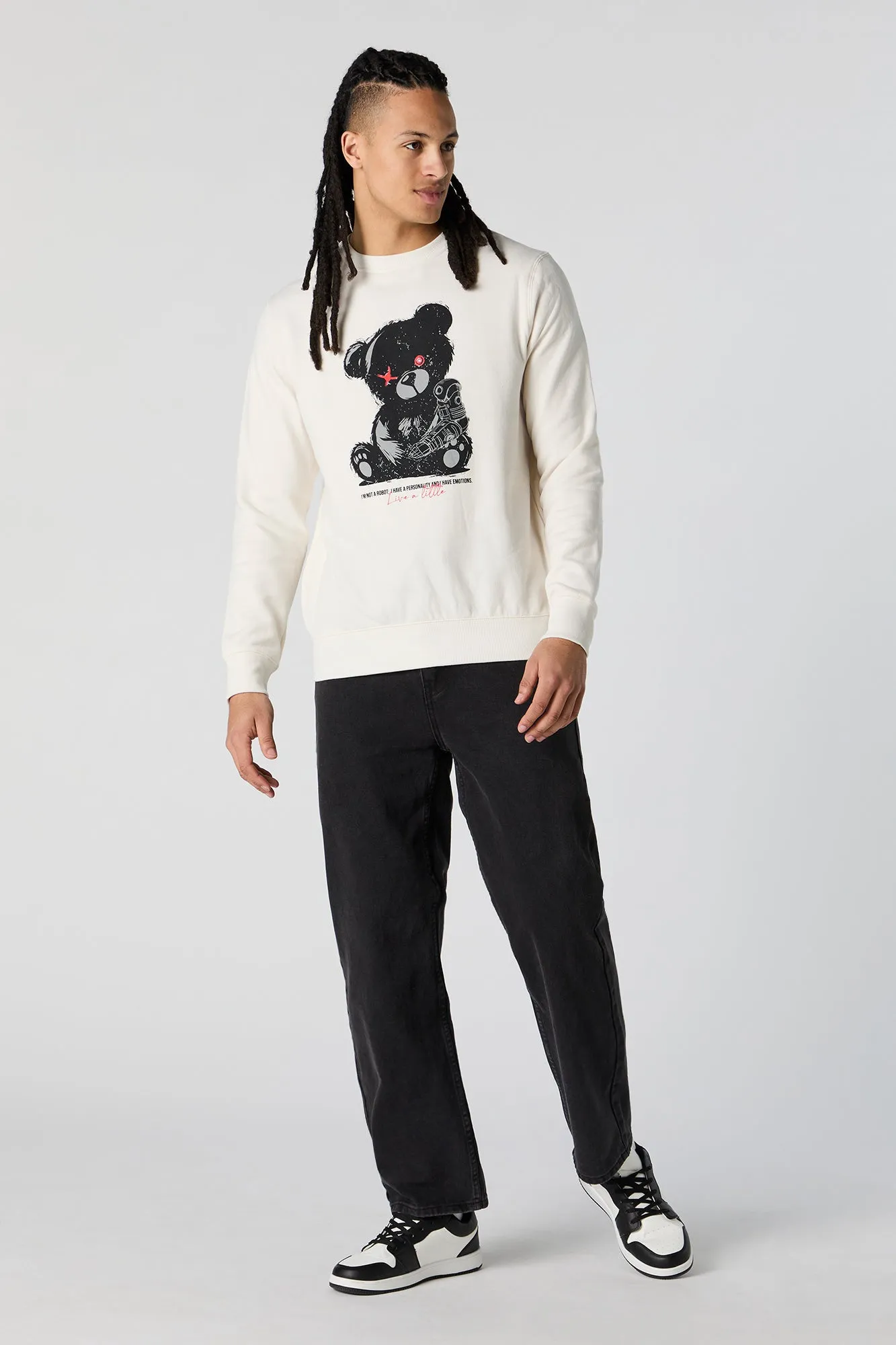 Robo Teddy Graphic Fleece Sweatshirt sold by Charlotte Russe product image thumbnail 3