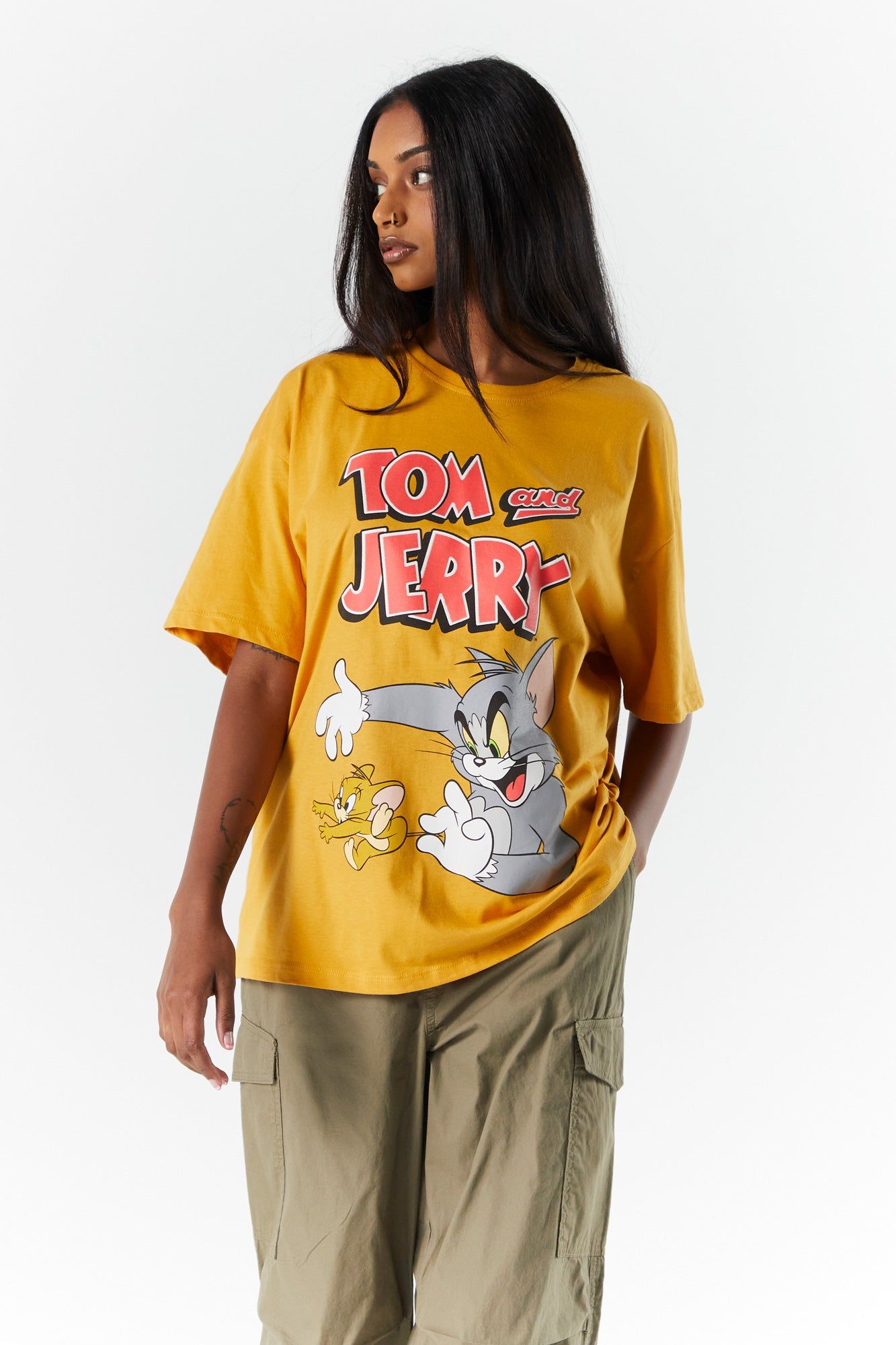 Tom and Jerry Graphic Boyfriend T-Shirt sold by Charlotte Russe
