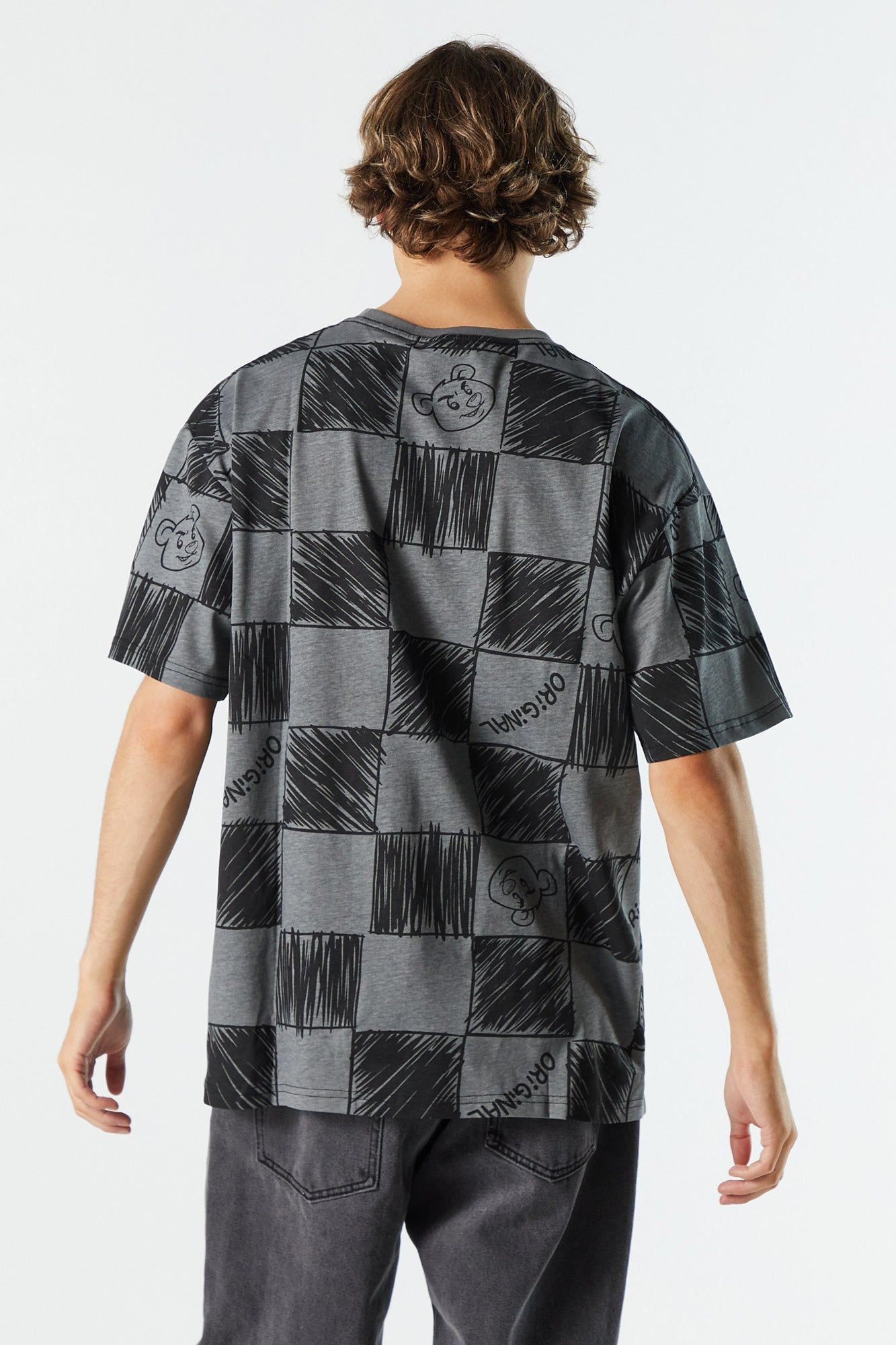 Doodle Checkered Print Crewneck T-Shirt sold by Charlotte Russe product image thumbnail 2