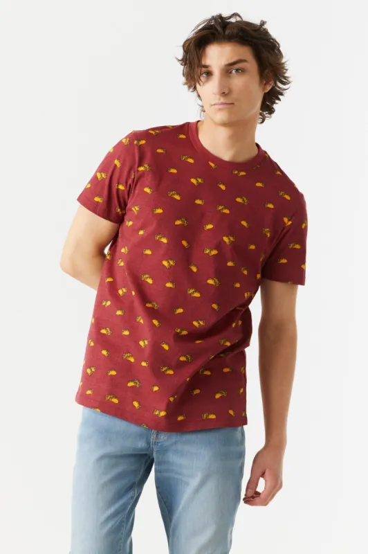 Ditsy Taco Print Crew Neck T-Shirt sold by Charlotte Russe