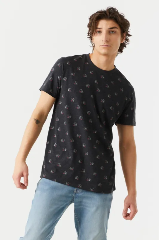 Ditsy Skull And Rose Print Crew Neck T-Shirt sold by Charlotte Russe