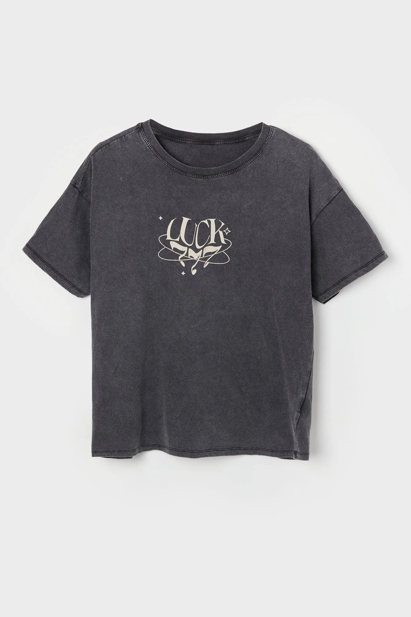 Luck 777 Graphic Washed Boyfriend T-Shirt sold by Charlotte Russe product image thumbnail 4