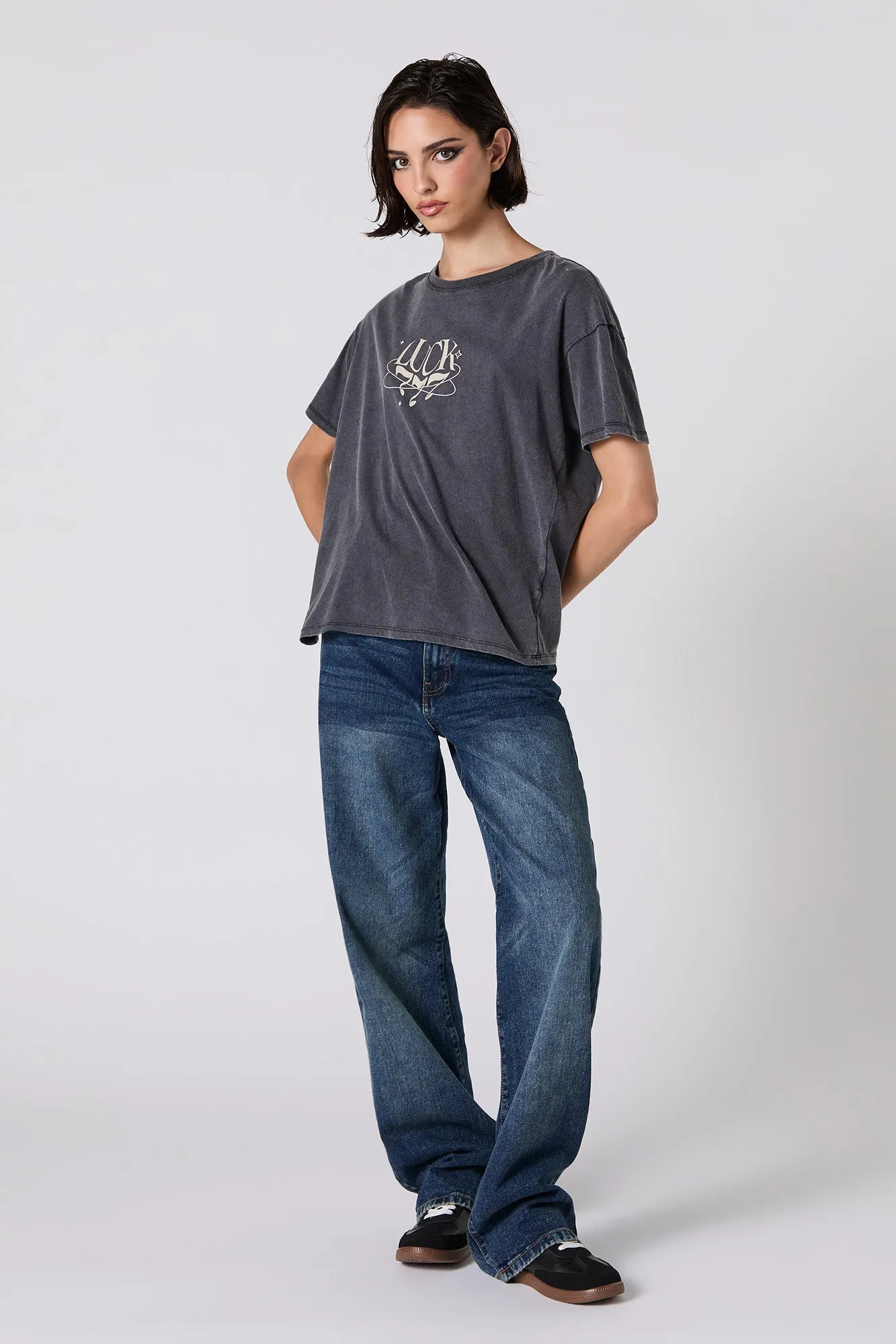 Luck 777 Graphic Washed Boyfriend T-Shirt sold by Charlotte Russe product image thumbnail 2